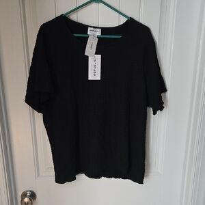 For The Republic Black Short Sleeve Top